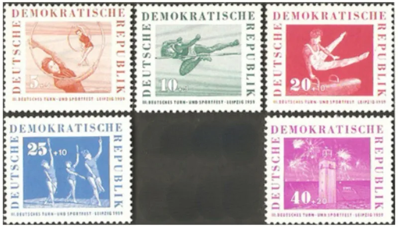 5 PCS, DDR, 1959, Sport, Real Original Post Stamps, MNH