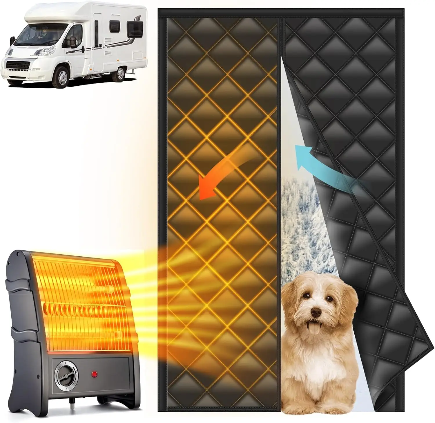 

Thermal Insulated RV Door Cover Magnetic Closure For Draft-Free Winter Living RV Door Insulation Blanket For Inside RV Camper