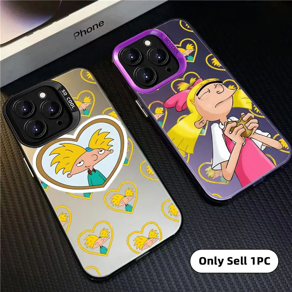 Cartoon H-Hey Arnold! Phone Case Colorful Matte Laser Aurora Phone Case For IPhone 18 17 16 15 14 13 12 11 Pro Max Air