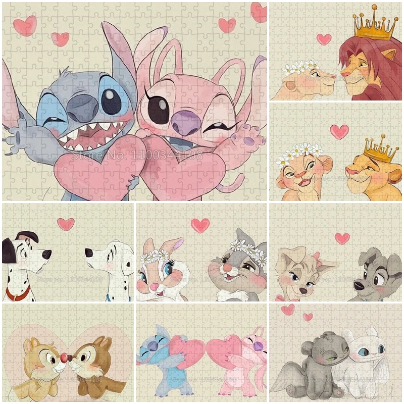 Disney The Lion King Puzzle 35/300/500/1000 Pieces Lilo Stitch Jigsaw Puzzles Adult Leisure Toys Handicraft Hobbies Collection