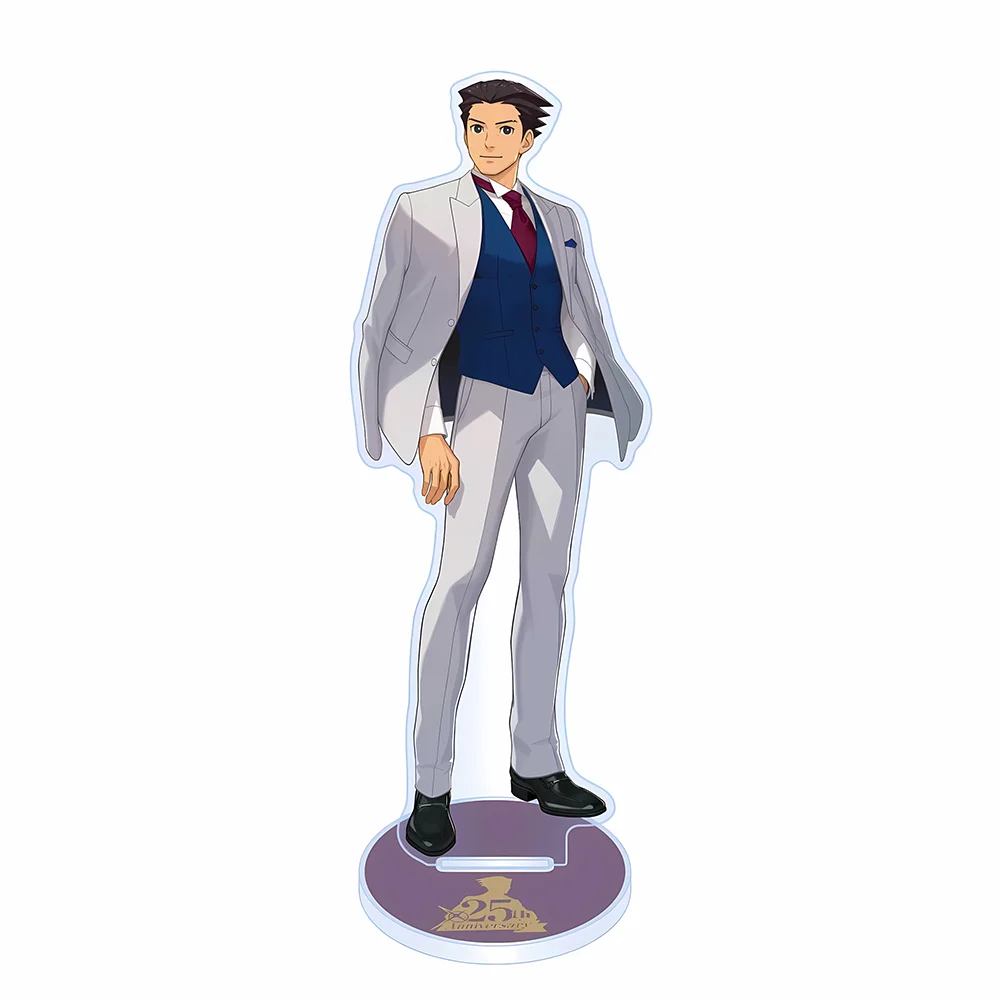 Ace Attorney 25th Anniversary Acrylic Stand, Phoenix Wright Miles Edgeworth Main Visual Figure Standee, Desk Decor Keychain