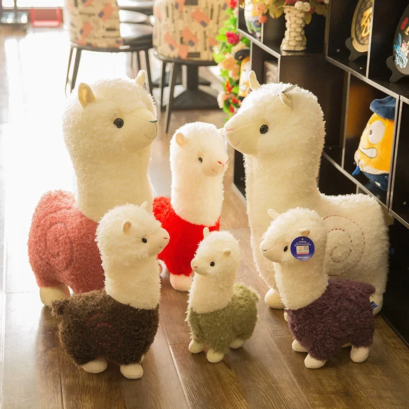 1Pcs Unisex Fine Craftsmanship 25cm New Alpaca Plush Statue 3 Colors Cute Animal Doll Soft Cotton Stuffed Doll Home Office Decor