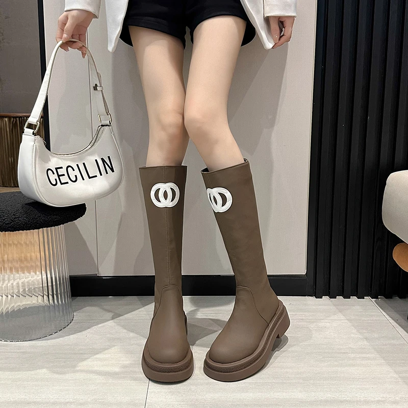 Women Boots Fashion Outdoor High Tube Boots Women Thick-soled Waterproof Shoes Women Versatile Solid Color Over-the-knee Boots