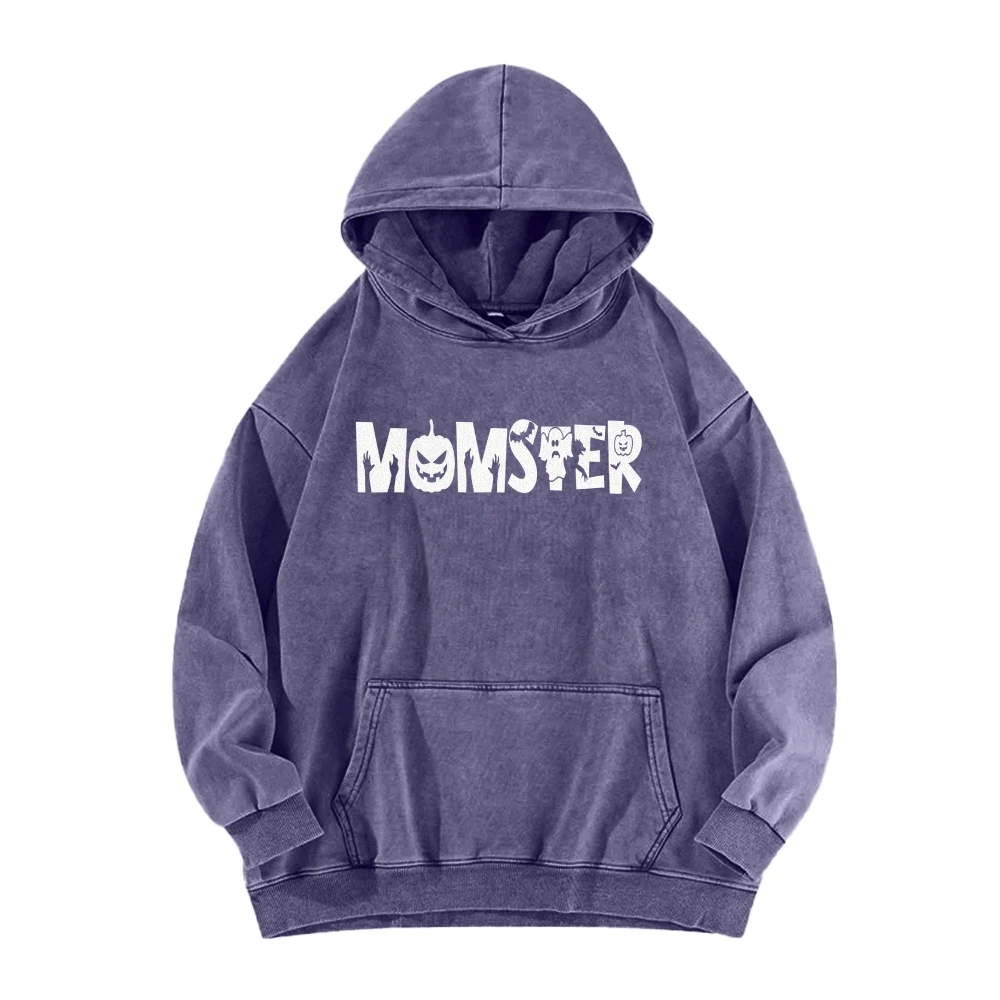 Cartoon Simple Hooded Sweater Halloween Style Graphic Printing Trend Designer Loose Shoulder Hoodie 2024 New Sweatshirt