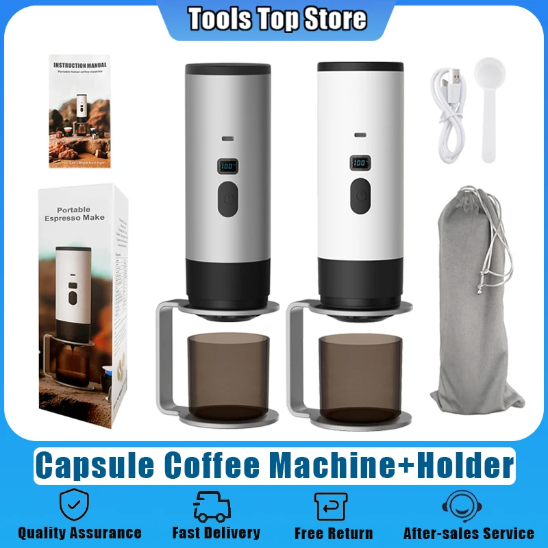 Macchina da caffè a capsule Estrattore di caffè elettrico portatile 3 in 1 Pompa di riscaldamento wireless Display con staffa in acciaio al carbonio a pressione