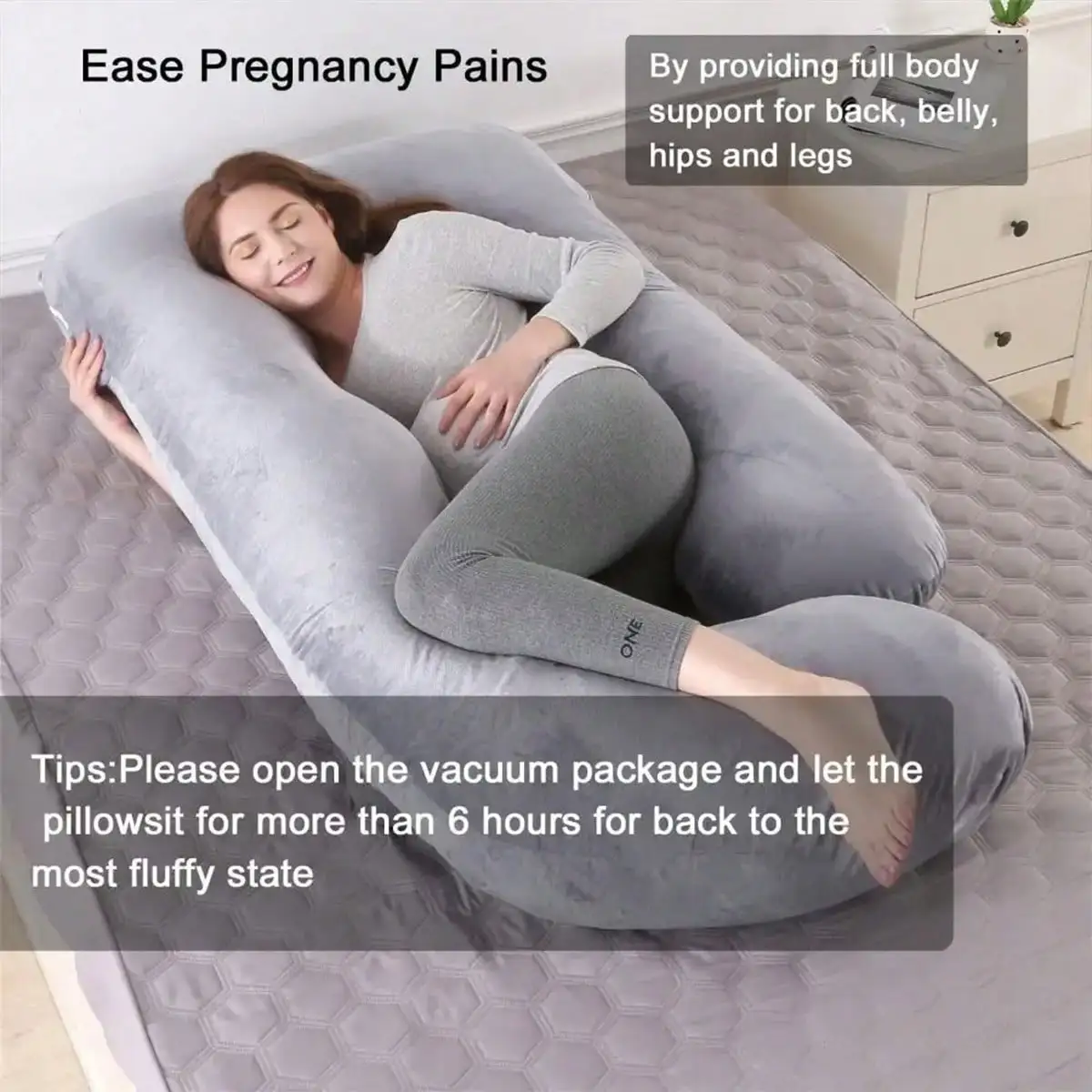 60‑Inch G‑Shaped Full‑Body Maternity Pillow, Soft Polyester Ergonomic Support Cushion for Pregnant Women, Gift for Graduation, Party, Birthday & Wedding