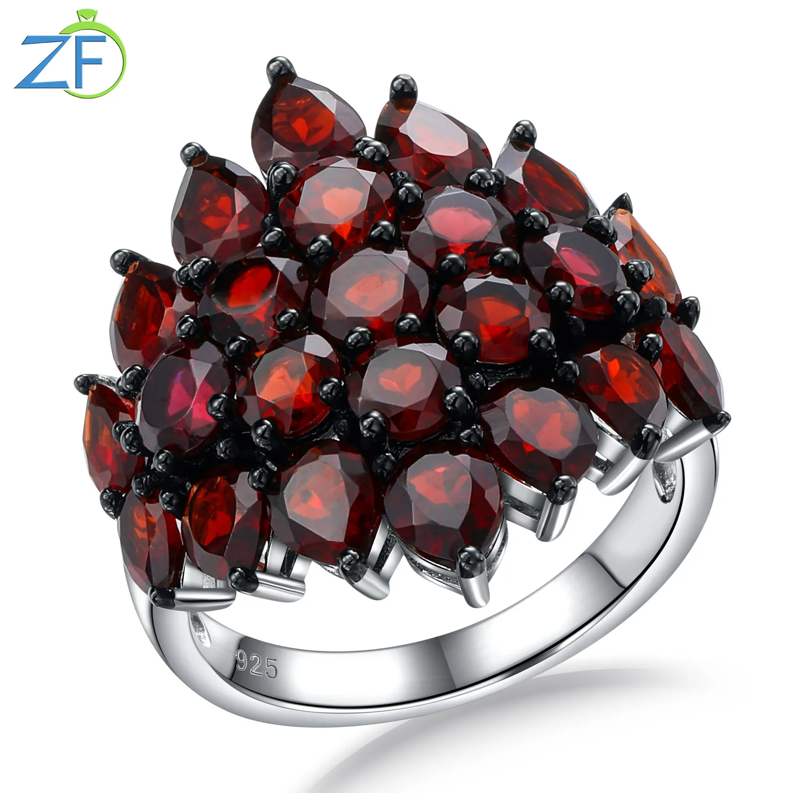 

GZ ZONGFA Natural Red Garnet 8 Carats Genuine Gemstone Original Design 925 Sterling Silver Women Romantic Birthday Gifts