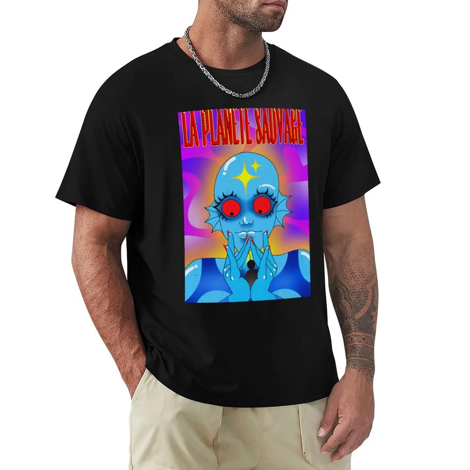 Camiseta con estampado La Planète sauvage, camiseta de manga corta de talla grande para hombre