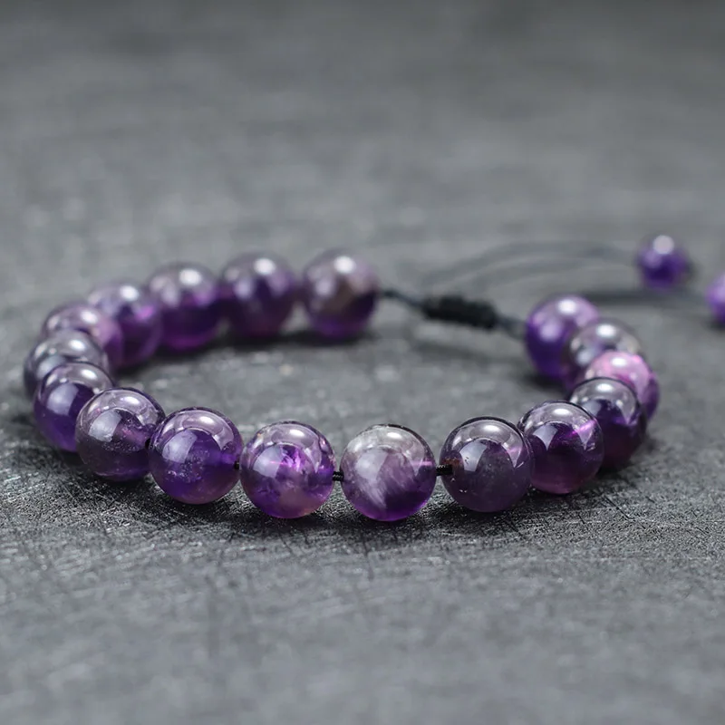 Noter 100% Natural Amethyst Bracelet For Women Men Grade A 6mm 8mm 10mm 12mm Purple Beads Braclet Valentine Day Present Jewelry