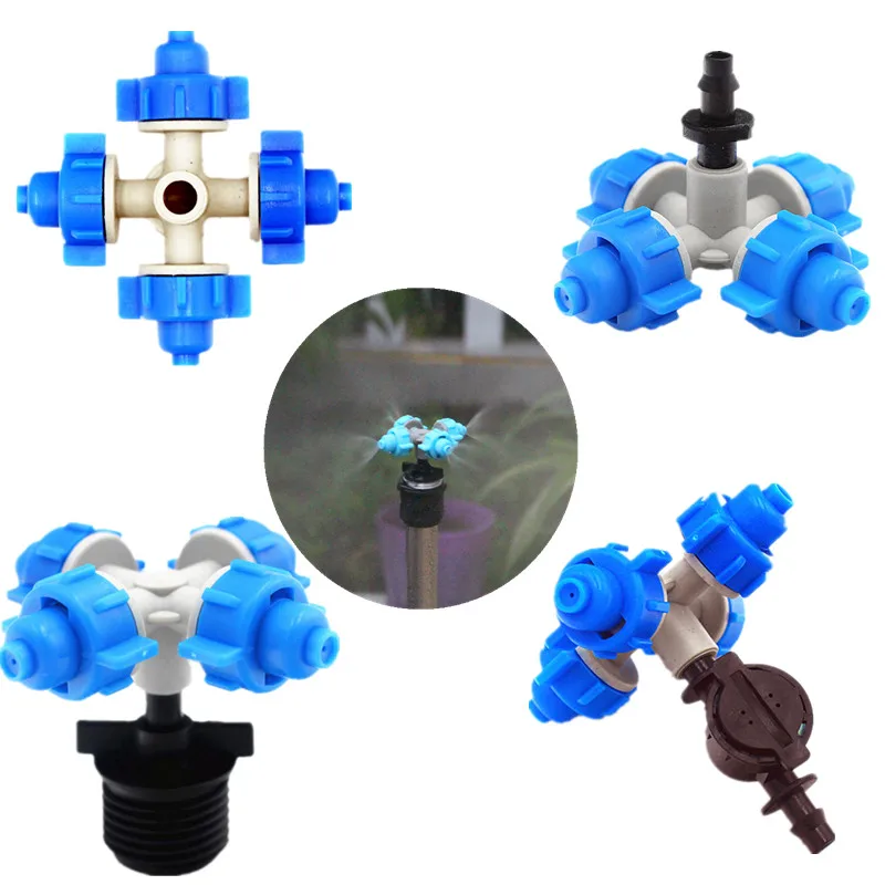 

Greenhouse Four-Outlet Blue Sprinklers Micro Sprinkler Cross Misting Spray Micro Sprayer Hanging Upside Down Irrigation Cool