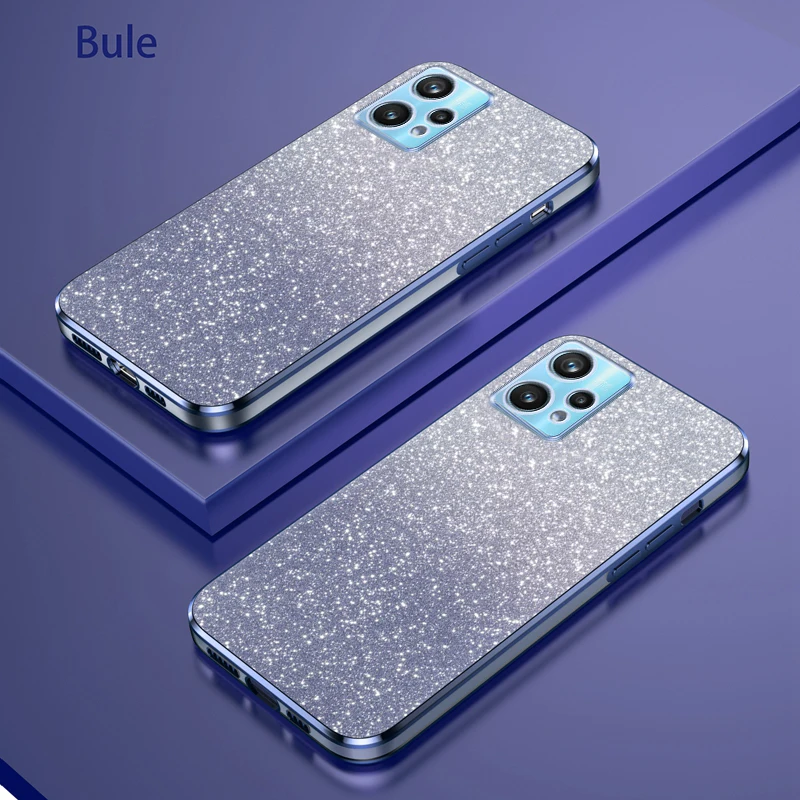 OPPO Realme 9 4G 케이스 블링 럭셔리 전기 도금 글리터 폰 케이스, OPPO Realme 9 Pro Plus 소프트 TPU 범퍼 클리어 백 커버