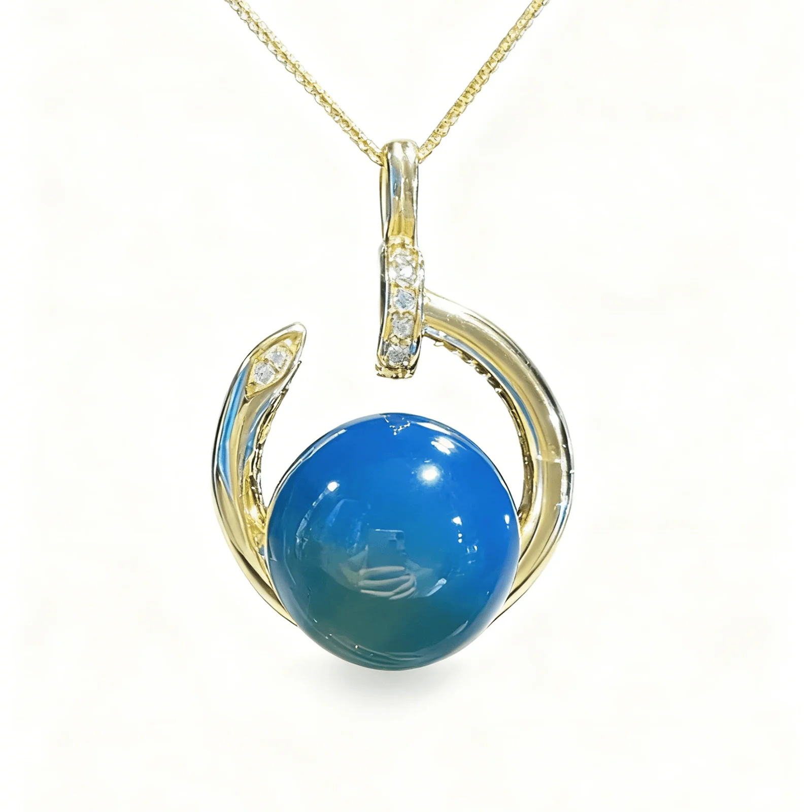 

Кулон из натурального мексиканского синего янтаря 13 мм из однотонного серебра, женское элегантное ожерелье, ювелирное изделие, подарок