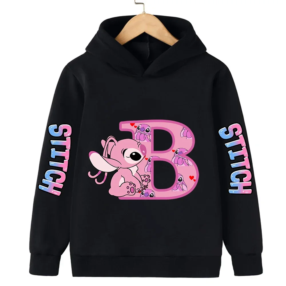 

Lilo & Stitch Letter ABCDEF Angel Children Hoodies Kid Pullover Casual Clothes Anime Kids Sweatshirts for Girl Boy Cartoons Tops