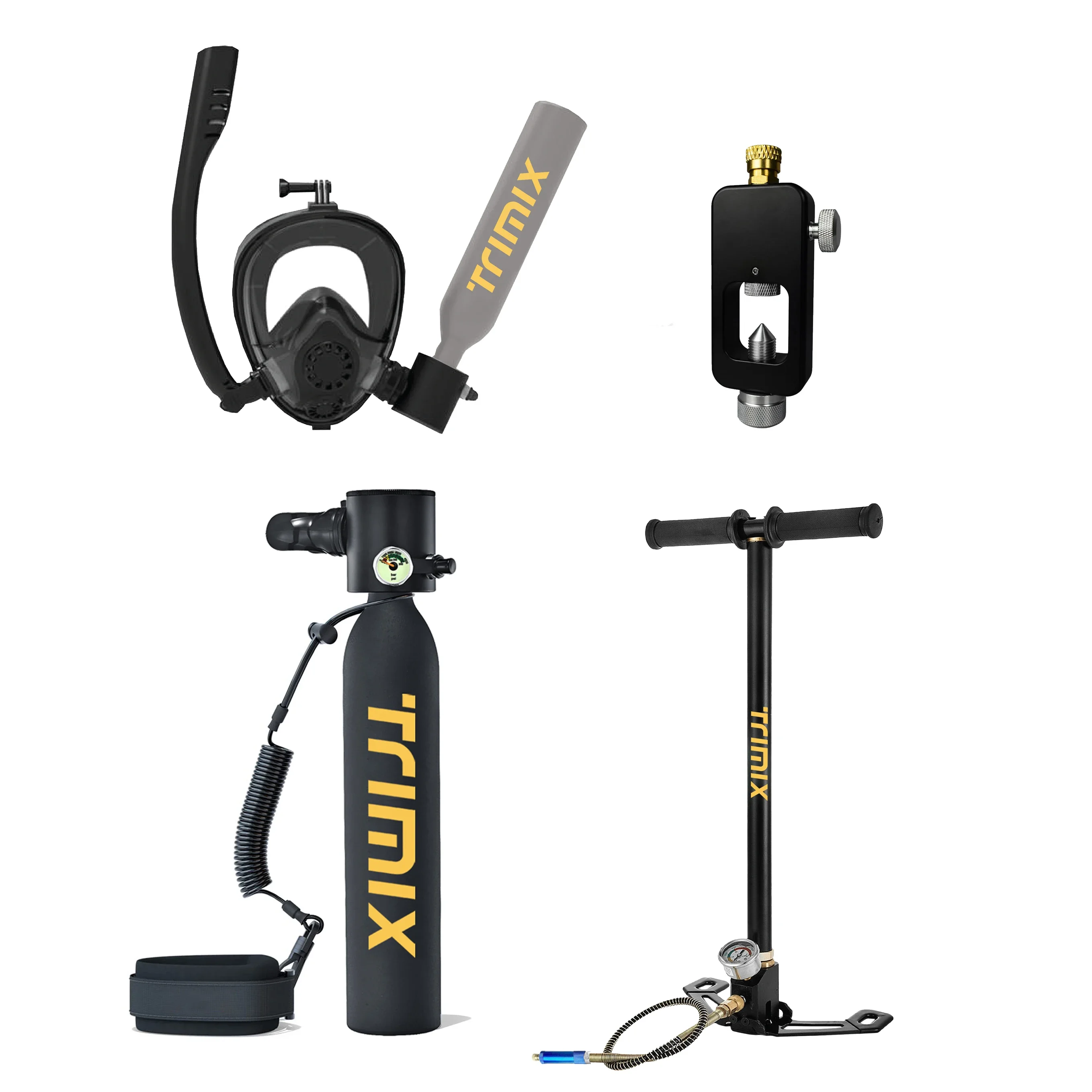Trimix Lung Can Mini Can 0.5L Water Lunch Can Trimix Sub Mask Bomba manual de moda Compresor de aire Ligero