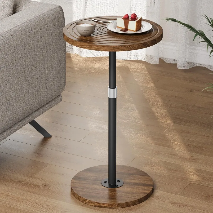 

Drink Table AdjustableHeight Round Small Side Table Pedestal Martini Stand Weighted Base Cocktail Table Accent Nightstand for L