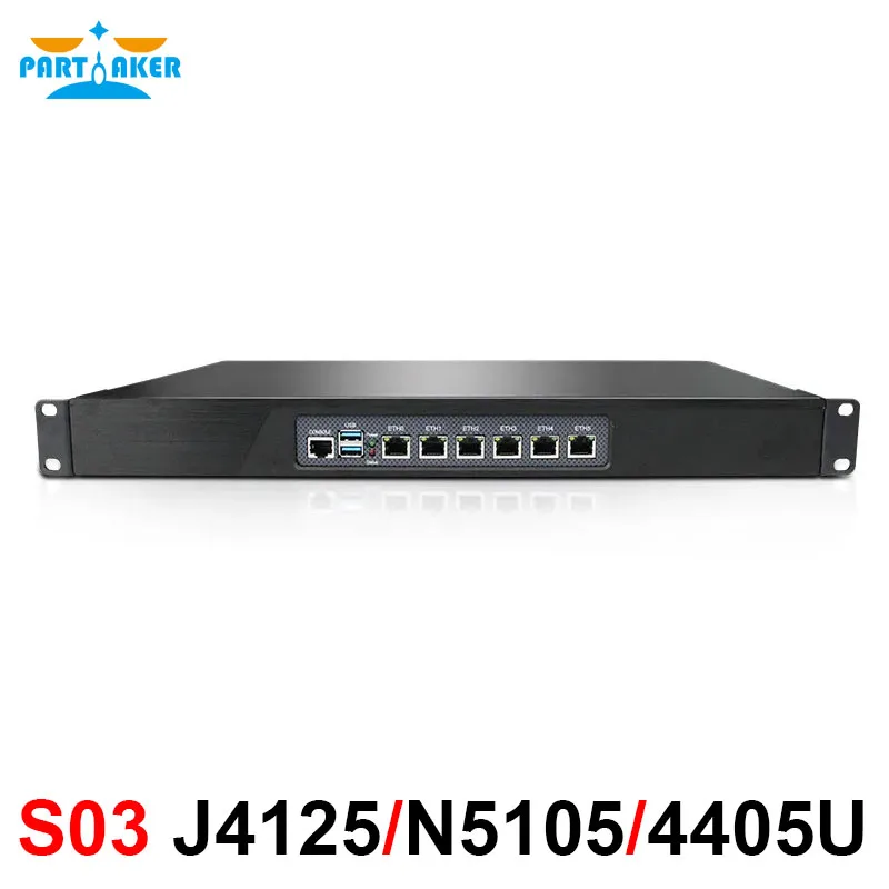 1U Rackmount Intel N5105 J4125 Quad Core PC Firewall Server With 6 Intel I225 I226 NICs Soft Router for pfSense OPNsense AES-NI