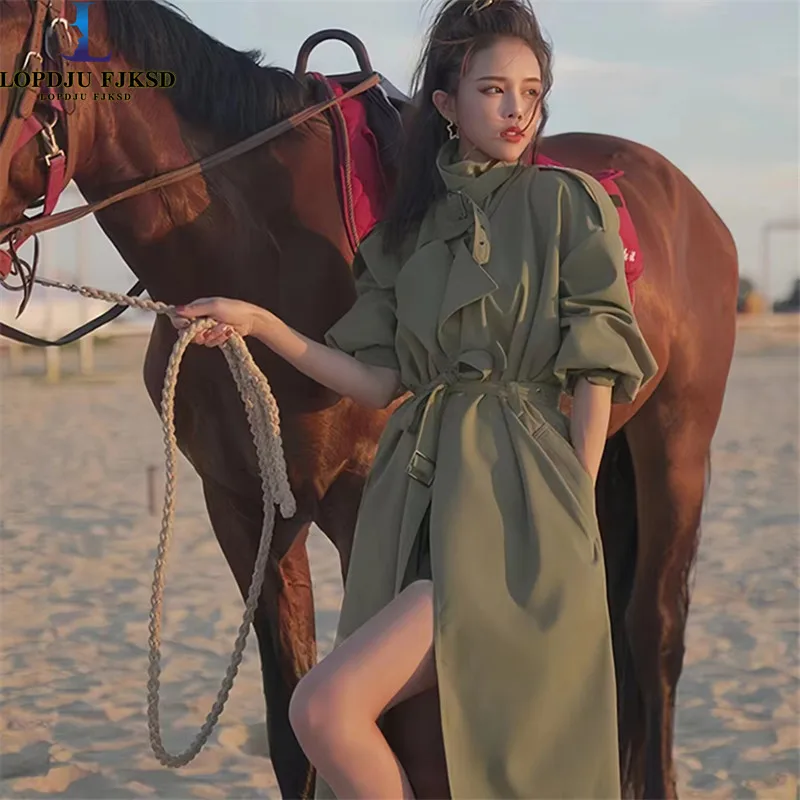 

Женский плащ с регулируемой талией, ветровка с V-образным вырезом, Женское пальто, английский стиль, Новинка пальто, весна, осень, 2024 г.