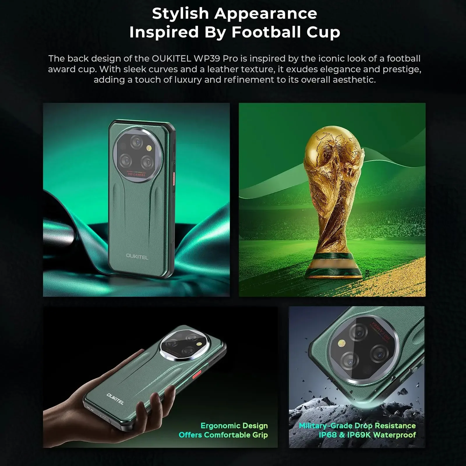 Oukitel WP39 Rugged 5G Smartphone Octa Core 24GB(6+18)+256GB 6.6Inch Android 14 Mobile Phone 64MP Camera 11000mAh Global Version