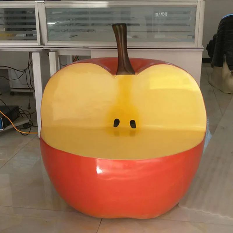Custom sales of high-quality resin fruit and vegetable sculpture chair sets, benches, apple benches, outdoor decorations