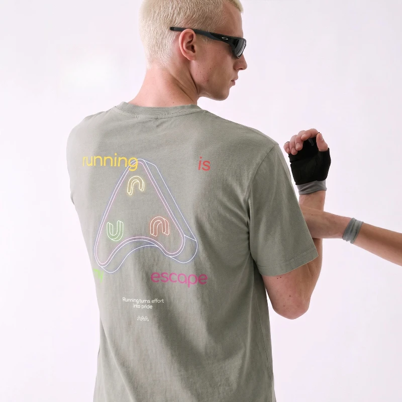 Men's Luminous Print Running T-Shirt – Glow-in-the-Dark Graphic Short Sleeve for Night Outdoor Sports & Fitness