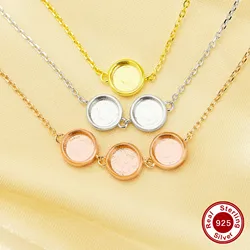 6MM Round Keepsake Mother Milk Bezel Settings for Resin Solid 925 Sterling Silver DIY Pendant Bezel with Necklace 1411304