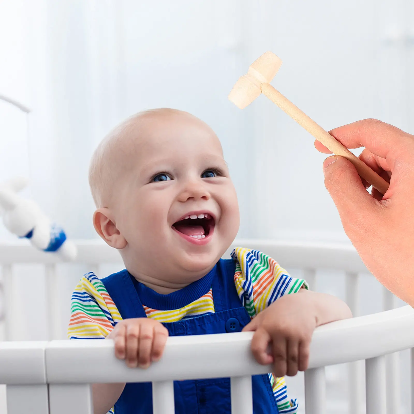 12 Peças Mini Martelo de Madeira para Crianças, Martelo de Madeira Maciça para Coordenação Motora e Visual, Brinquedo Divertido de Martelo