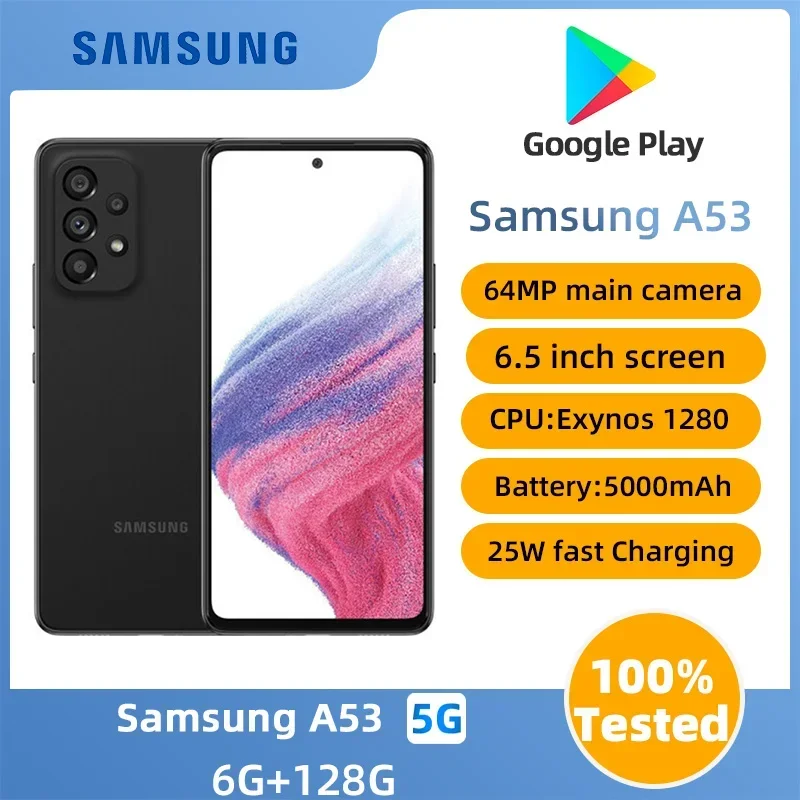 Samsung Galaxy A53 5G SmartPhone Android  6.5inch Screen CPU Samsung Exynos 1280 5000mAh  64MP Cameras Unlocked Used Phone