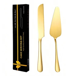 2PCS Stainless Steel Cake Knife Shovel Set Wedding Party Server Bread Knife Pizza Shovel