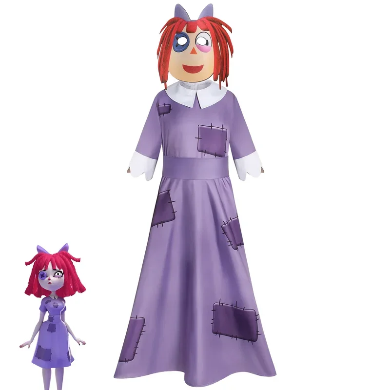 

Аниме удивительный цифровой цирковой косплей костюм Pomni с маской комбинезон мультфильм клоун боди вечерние поставки одежда для детей