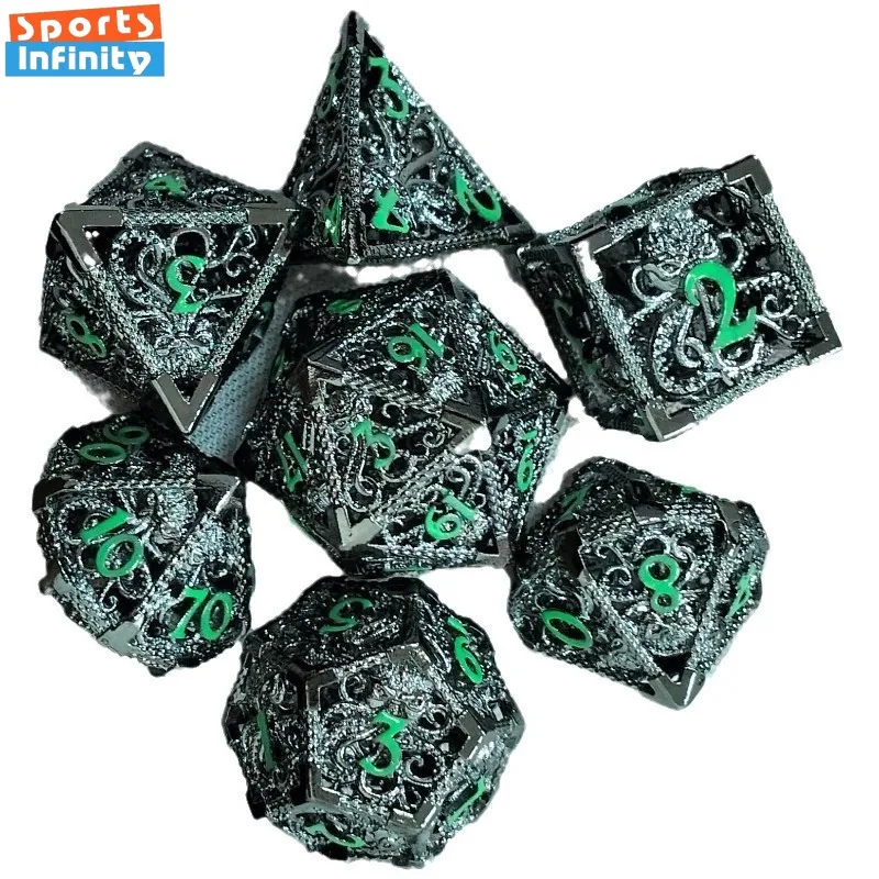 7 قطعة/المجموعة المعادن جوفاء الرقمية مجموعة نرد DND COC RPG متعدد السطوح مجلس لعبة تشغيل مجموعة النرد حفلة الترفيه DND مجموعة نرد #5