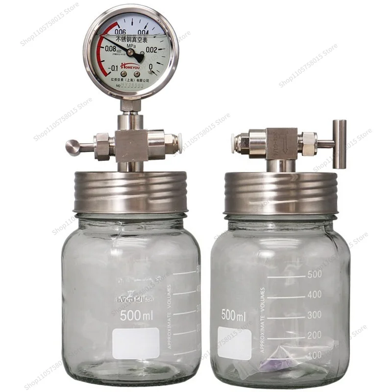 For Laboratory Sample Storage Carry Mini Dryer with Negative Pressure Meter Metal Needle Glass Sealed Jar Vacuum Jar