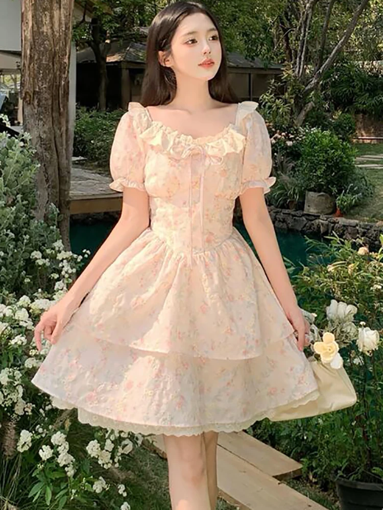 strapless open back dress CurveWow Mesh Angel Sleeve Dress Pink Floral – Curvewow main image 1