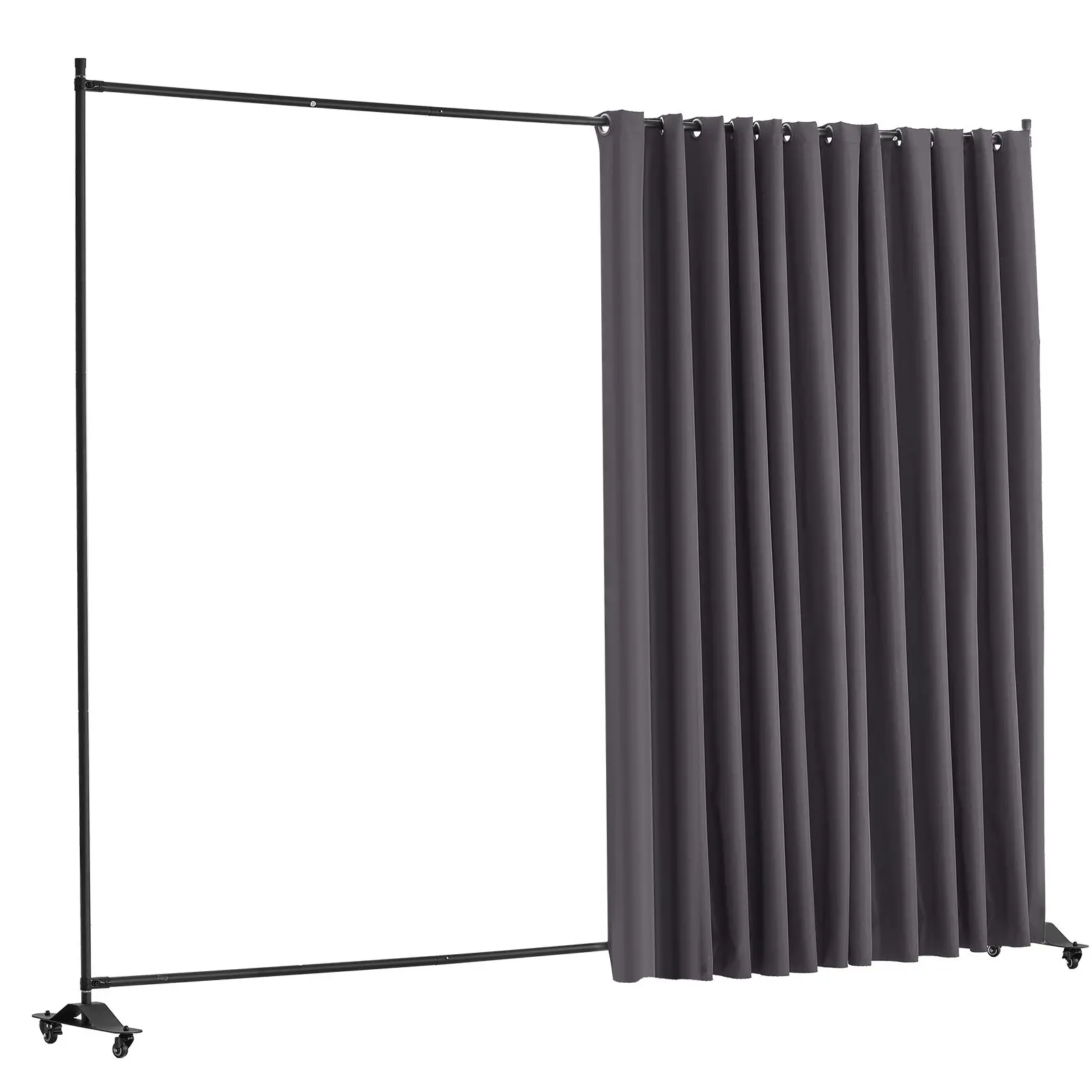 Room Divider, Portable Panel with Wheels Curtain Stand, Freestanding Privacy Screen for Office, Bedroom, Dining, Study, Gray