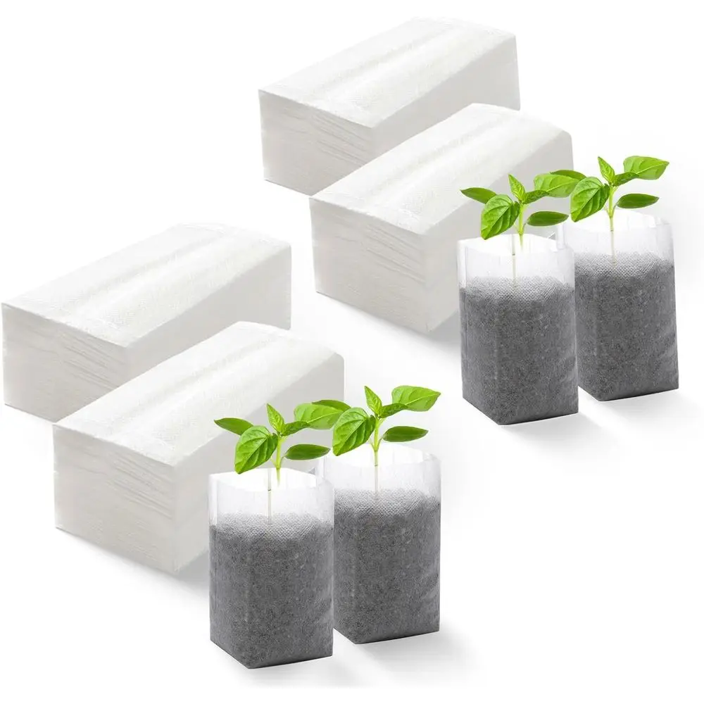 Plant Grow Bags 5.5x6.3 200pcs Biodegradable Planting Bags Seed Starter Pots Non-Woven Seedling Nursery Pots Home Garden Supply