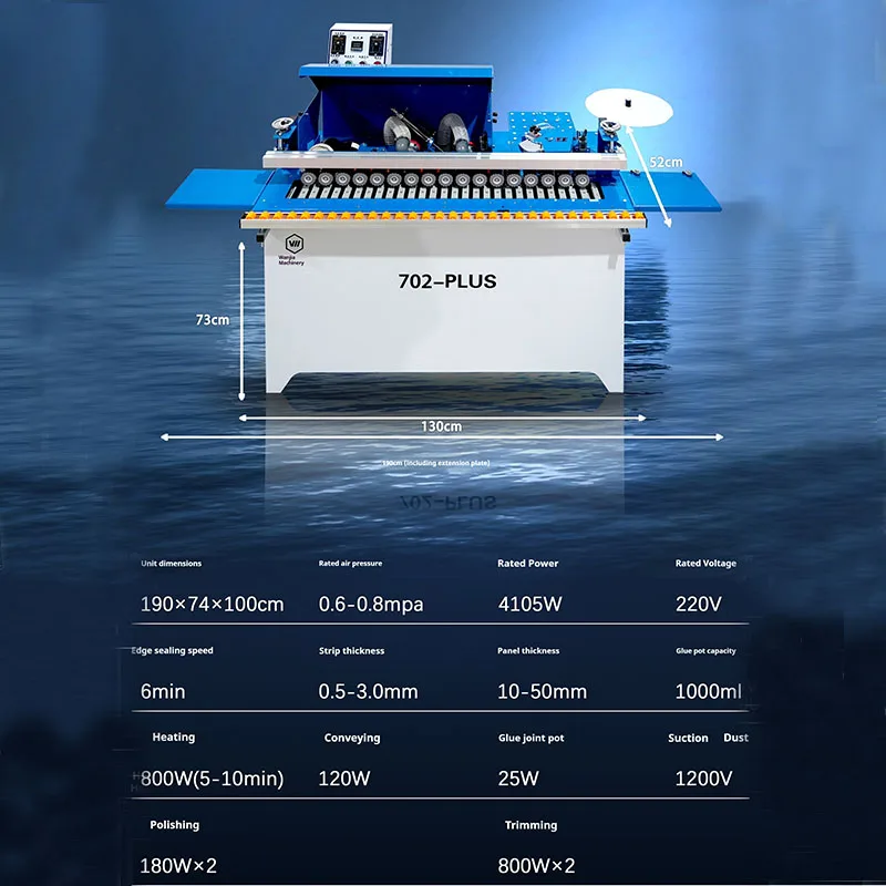 702PLUS Automatic Edge Banding Machine Head/End Cutting Sealing and Repair System with Multi-functional Woodworking Worktable