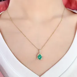 Natural Emerald Necklace Pendant Clavicle Chain S925 Sterling Silver 5x7mm Carry Certificate Beautifully Packaged