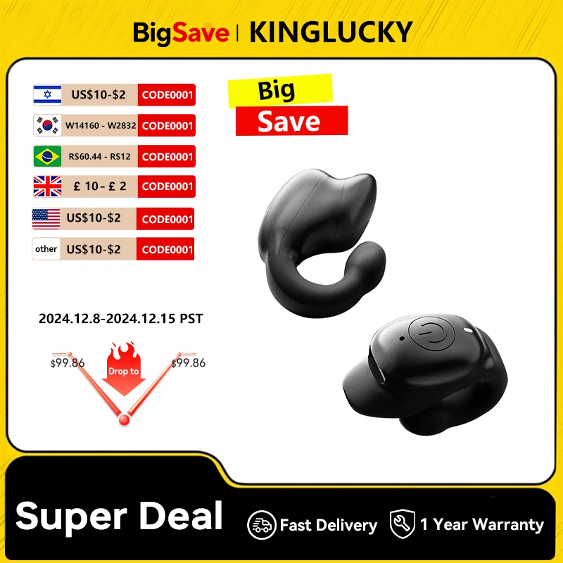 Kinglucky i66  wireless Bluetooth headset Noise reduction High battery life Immersive Sound  Sport Headset Waterproof IPX5