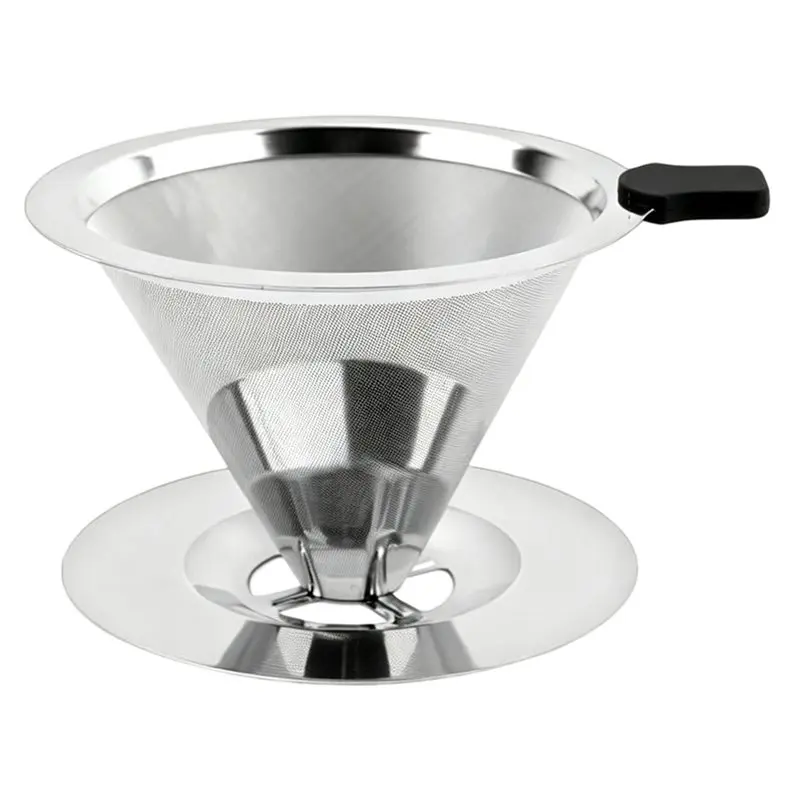 Coffee Dripper Pour Over Coffee Filter Stainless Steel Cone Fine Mesh Double Layer