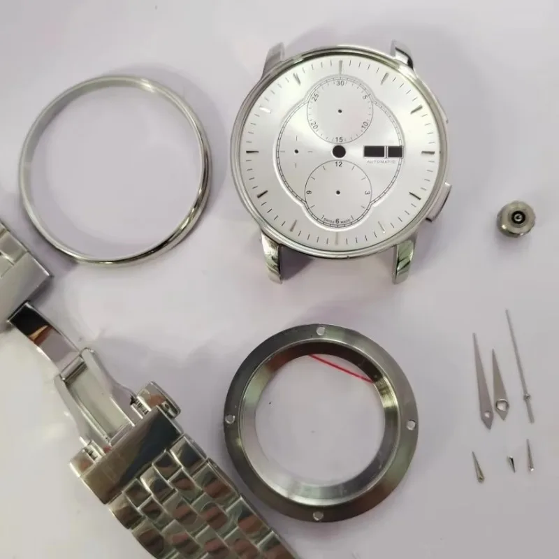 7750 M8607 Stainless Steel Watch Case Sapphire Crystal Mirror Wristwatch Replacement Housing Repair Accessory