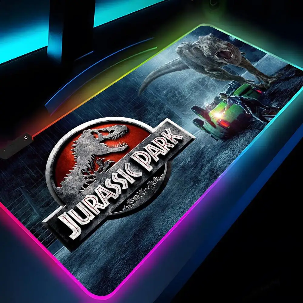 Jurassic Park Mauspad RGB Xxl Laptop Matte Gaming Mousepad Tastatur mit Hintergrundbeleuchtung Gamer Girl Tischpads Schreibtisch