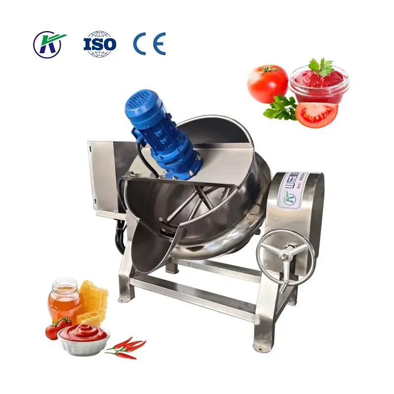 Automatic Stirring Jacketed Kettle Sandwich Cooker Braising Double Layer Pot for Sauce Jam Soup and Food Processing