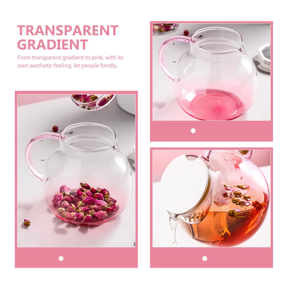 

Cold Water Kettle Large Capacity Multi-Function Glass Water Pot Transparent Gradient Pink Household Tea Kettle for Home Party
