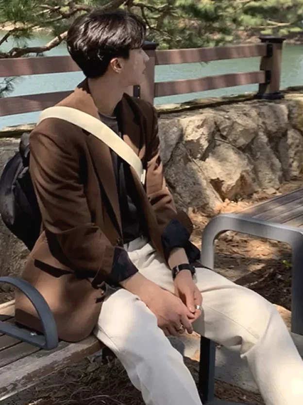 

Browan Padded oulder Men's Casual Suit Jaet Thin Sle American Retro Workwear Outerwear Long Sve Stand Fit Autumn ...