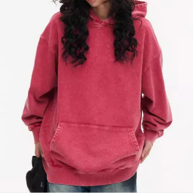 

Випраная винтажная хлопковая толстовка с капюшоном в американском стиле, свободная посадка, унисекс, толстовка с круглым вырезом, повседневная одежда для подростков