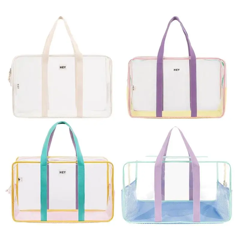 Bolsos de mano transparentes de PVC para piscina, bolsos de hombro de gran capacidad para verano, bolso de playa de plástico, bolso impermeable para