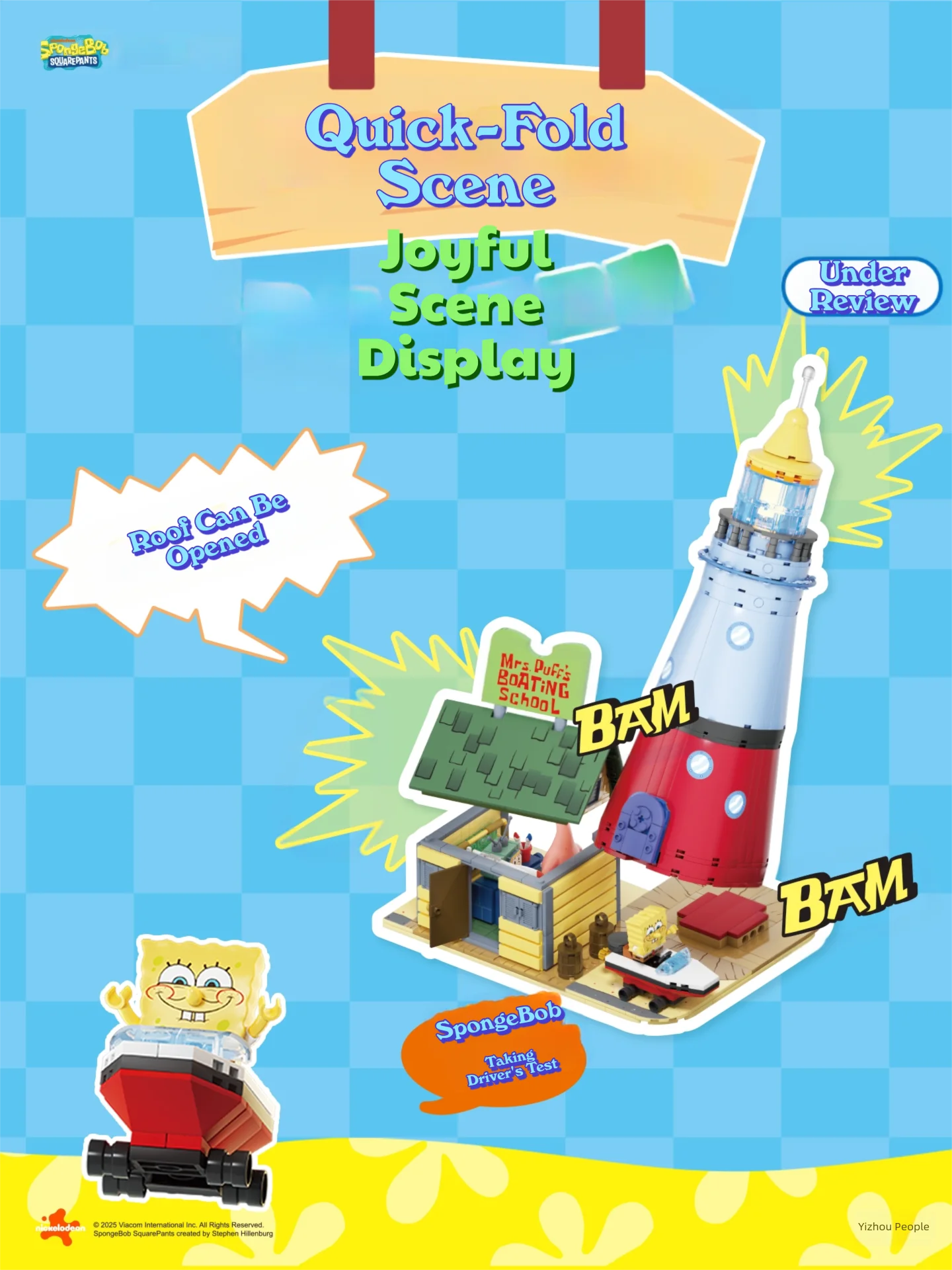 سبونجبوب سكوير بانتس اللبنات بيكيني أسفل مدرسة القيادة تشوم دلو نموذج الطوب الاطفال جمع لعبة هدية عيد