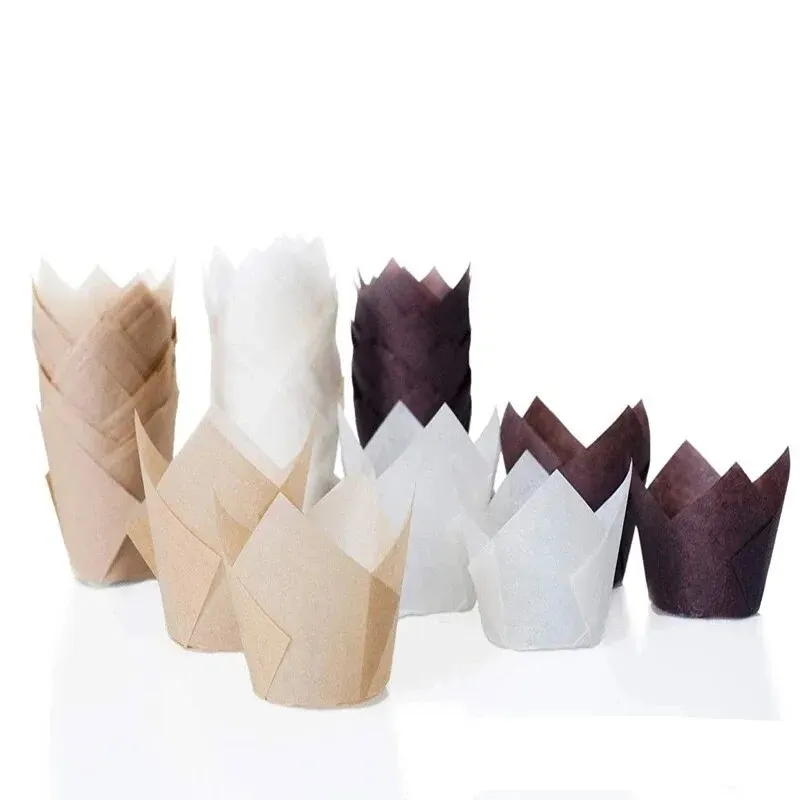 50 SZTUK Tulipanowy papierowy kubek do pieczenia Płomień Kubek do pieczenia domowego Kubek do pieczenia chleba Papierowy jednorazowy papierowy kubek do pieczenia — zdjęcie 2
