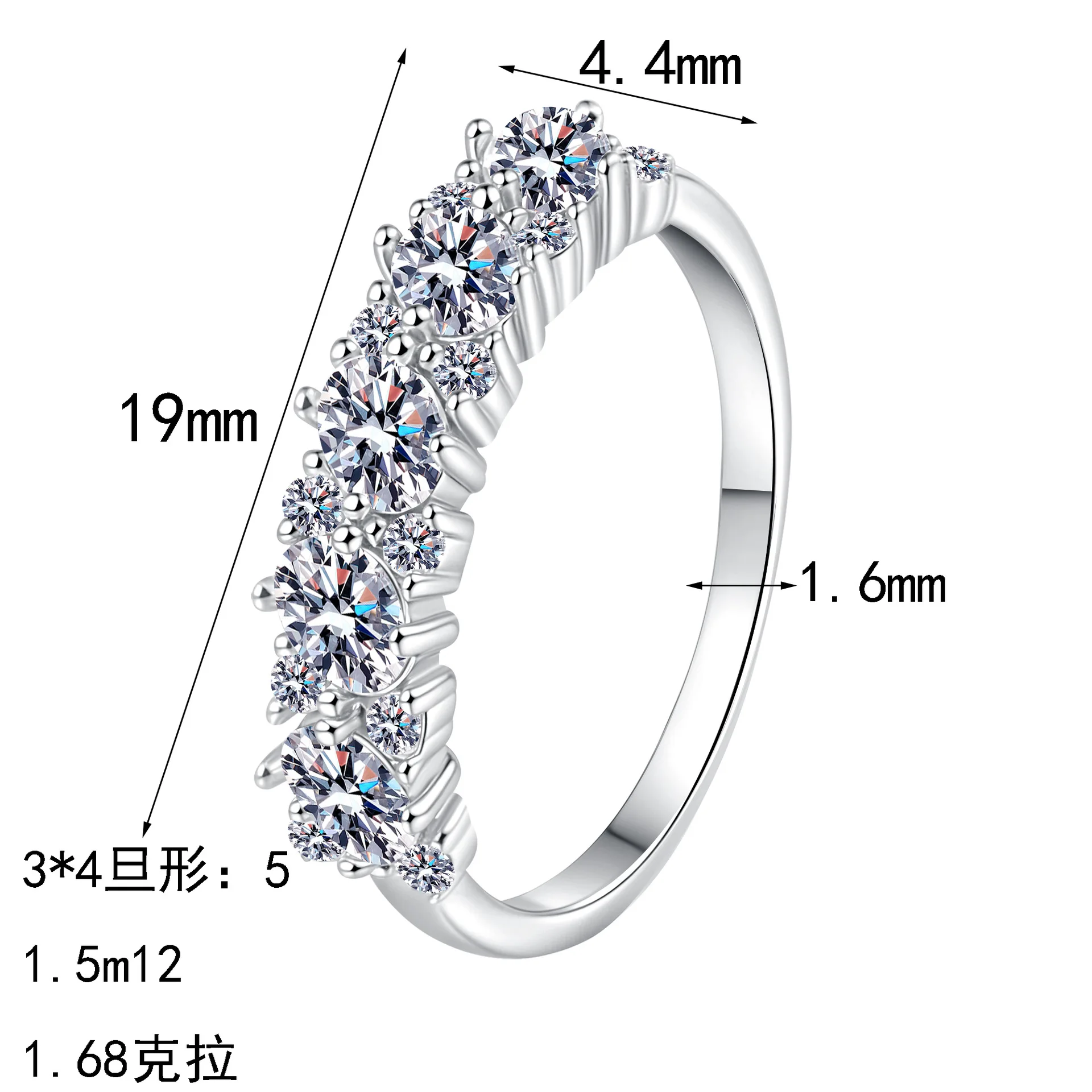 

Light Luxury Versatile 1.68ct Moissanite Ring Women PT950 Platinum - Slim band, secure setting, comfortable fit