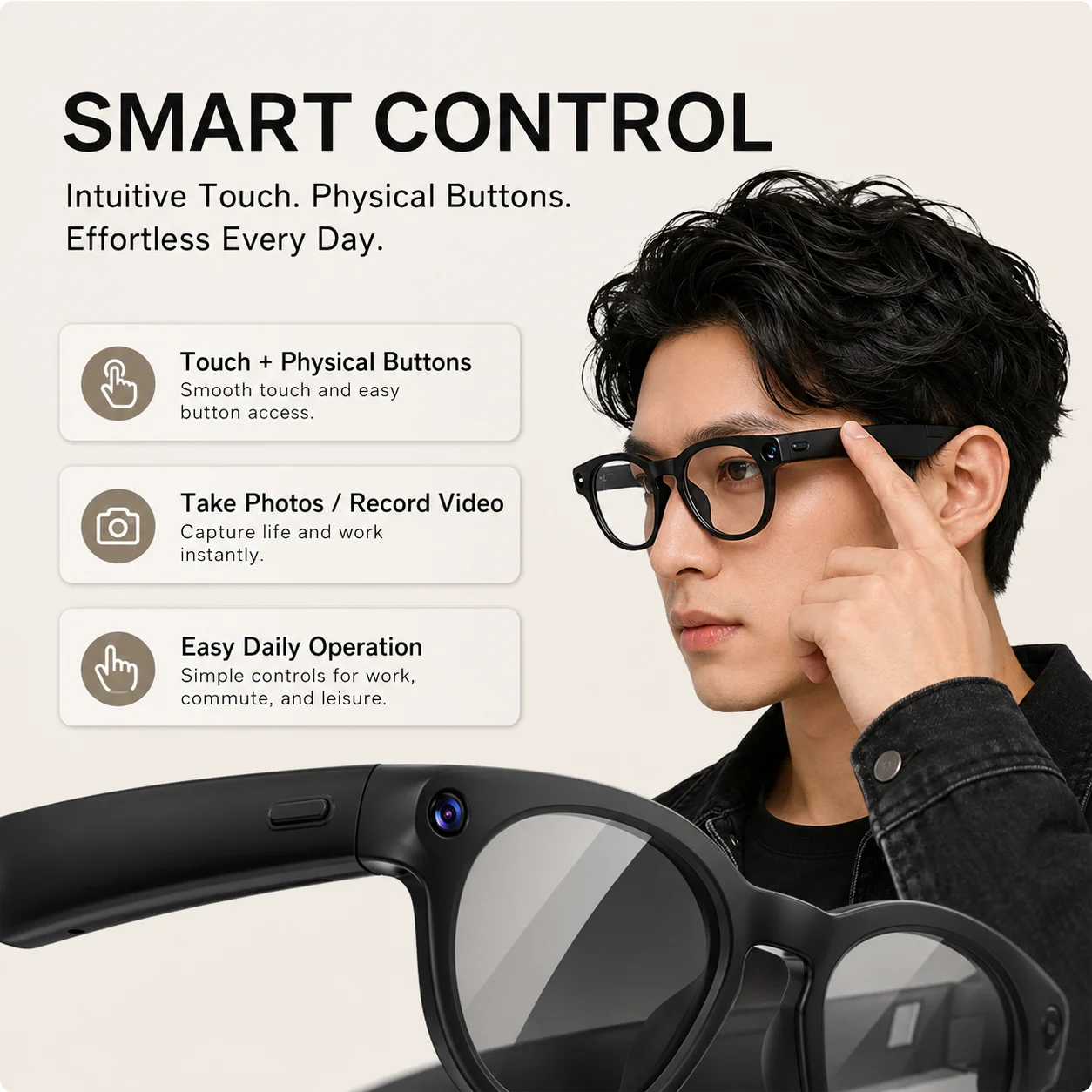 AI CY02 Smart Glasses 13MP Camera  2K Video Real-time Translation Noise Cancelling Music Calls App Control Sport Sunglass