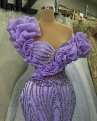 Gorgeous Ruffles Neckline Off Shoulder Party Dress Mermaid Lilac Prom Dresses for Women Wedding 2024 Beading Pageant Dinner Robe